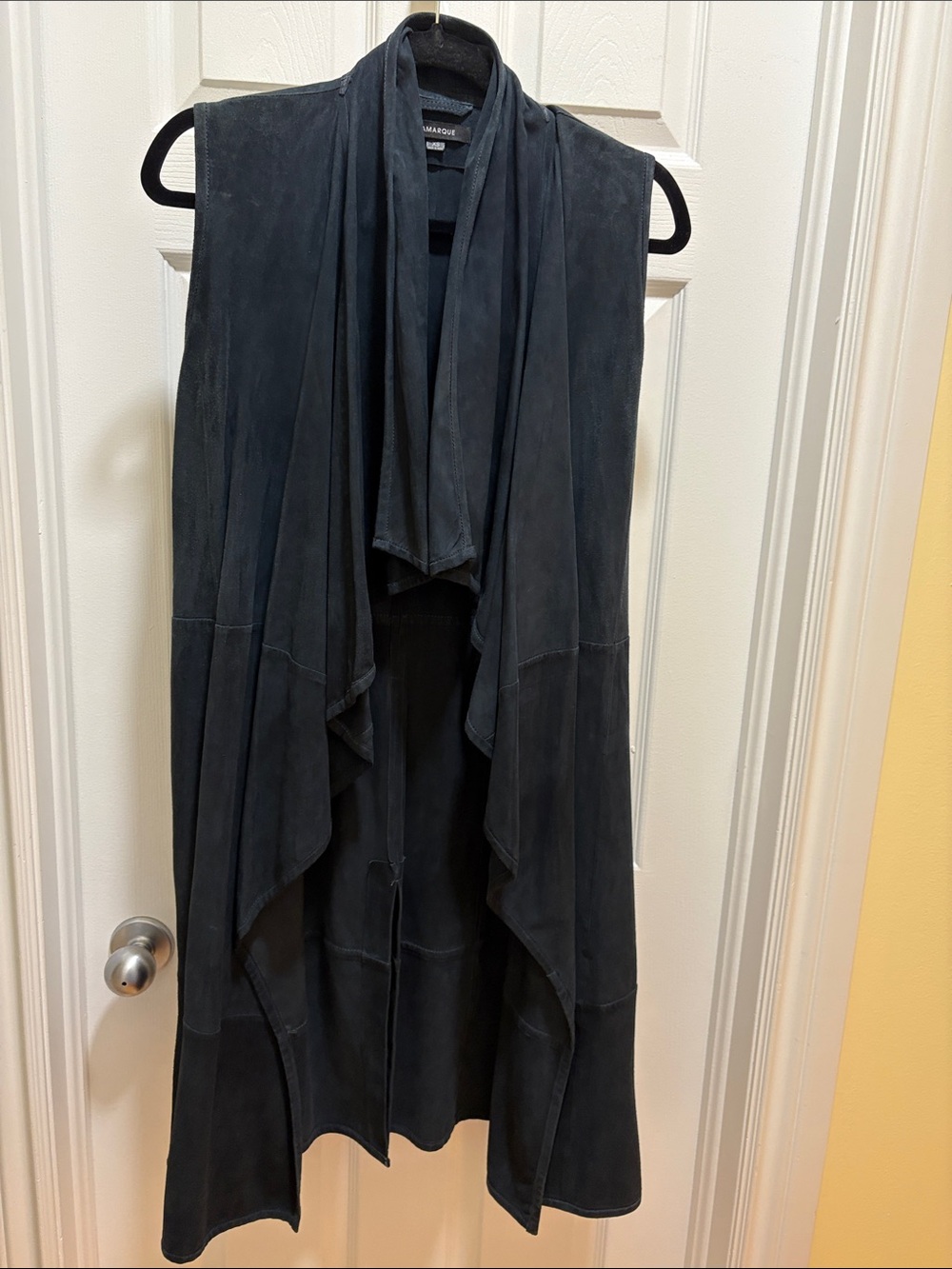 Lamarque Draped Suede sleeveless Vest in Navy Blue